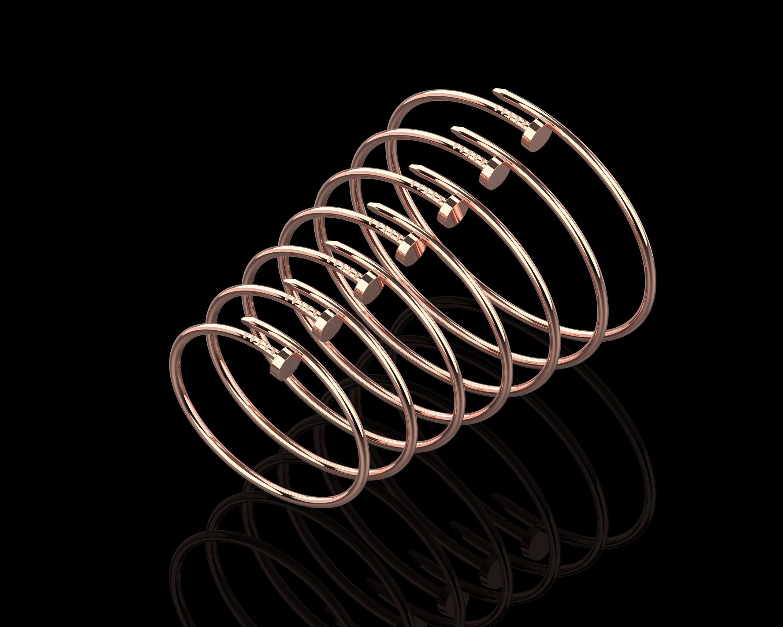 Juste un clou Bracelets Small version in different sizes 15 - 21 3D Model Collection_5