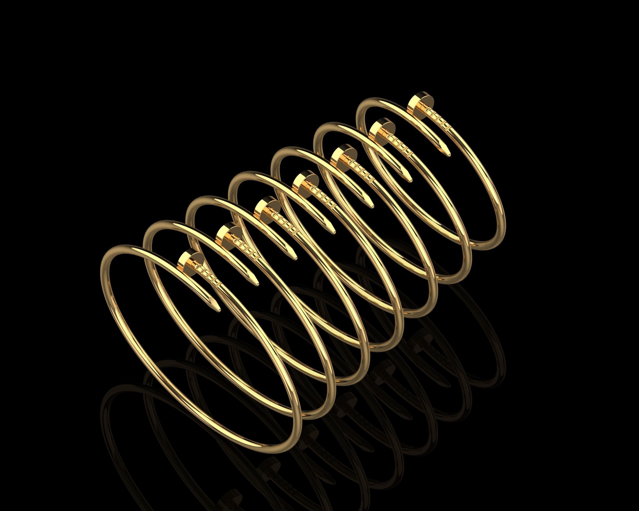 Juste un clou Bracelets Small version in different sizes 15 - 21 3D Model Collection_13