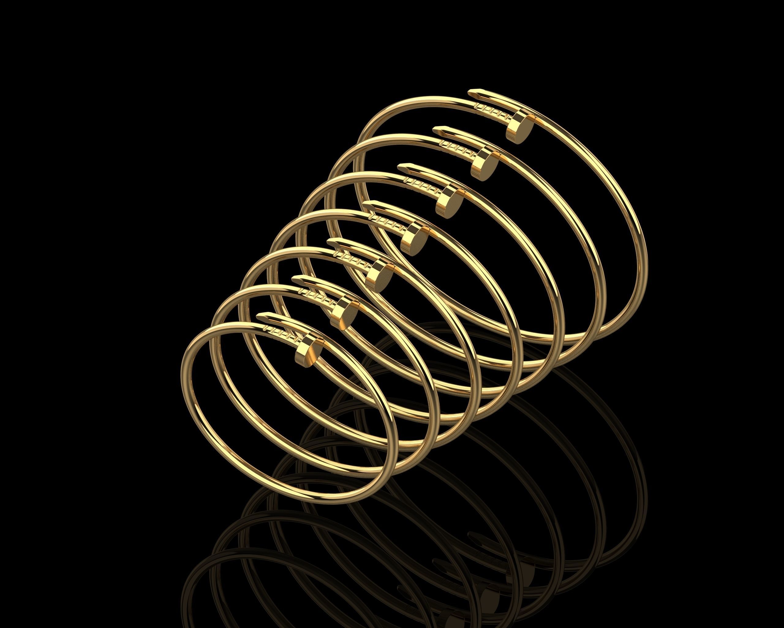 Juste un clou Bracelets Small version in different sizes 15 - 21 3D Model Collection_1