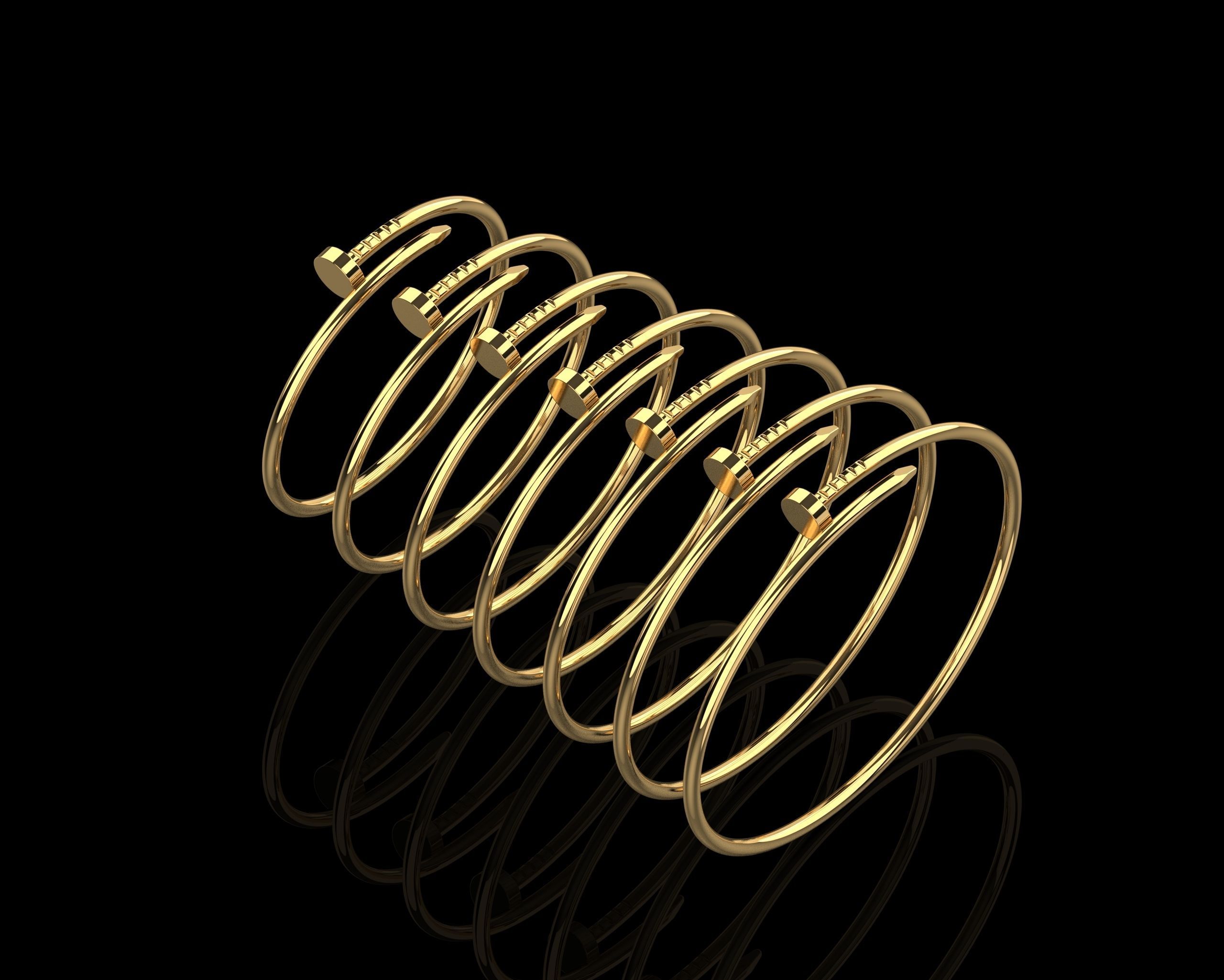 Juste un clou Bracelets Small version in different sizes 15 - 21 3D Model Collection_14