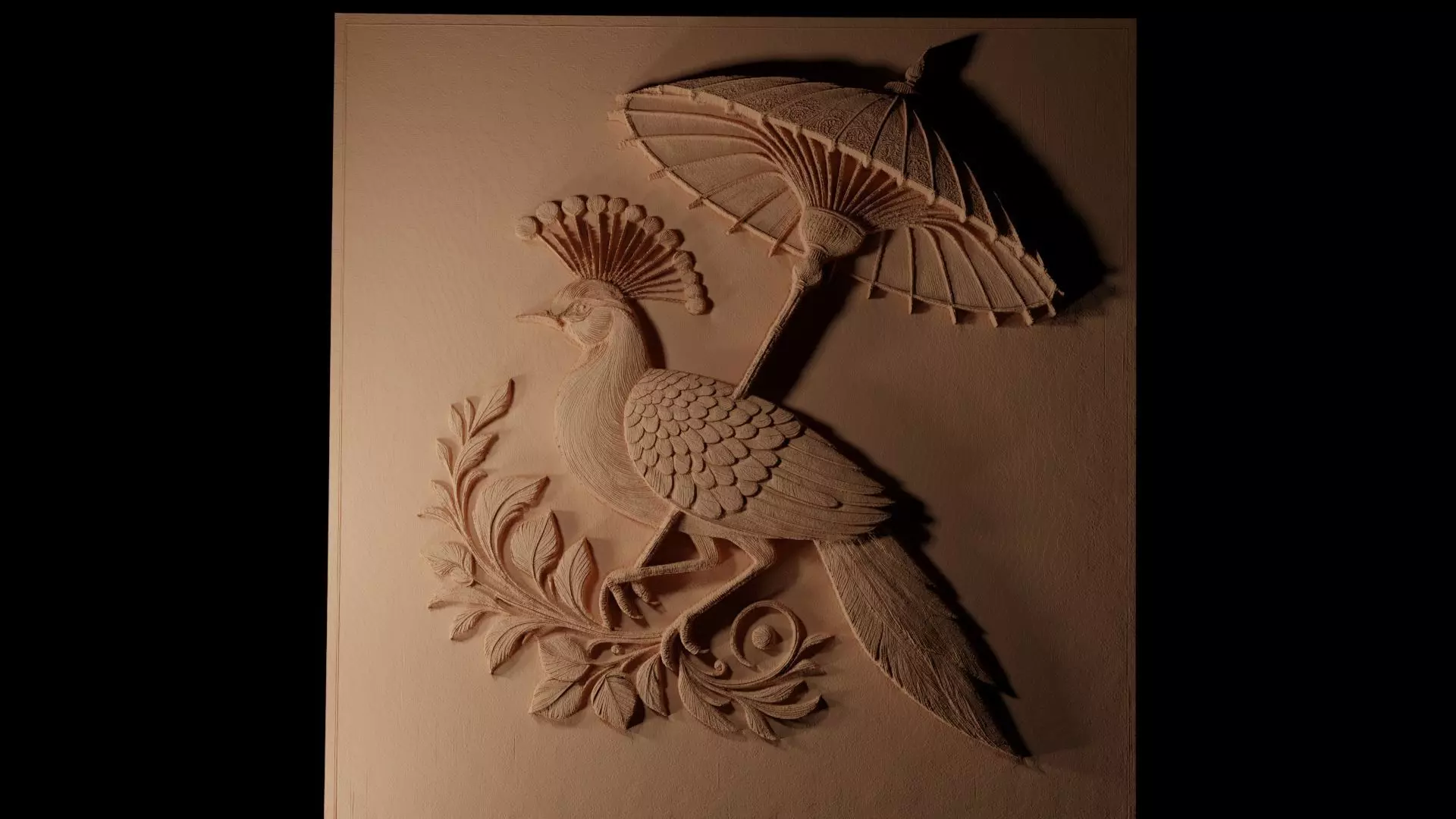 Umbrella Bird CNC 3d Print High Relief Sand Casting 3D print model_0