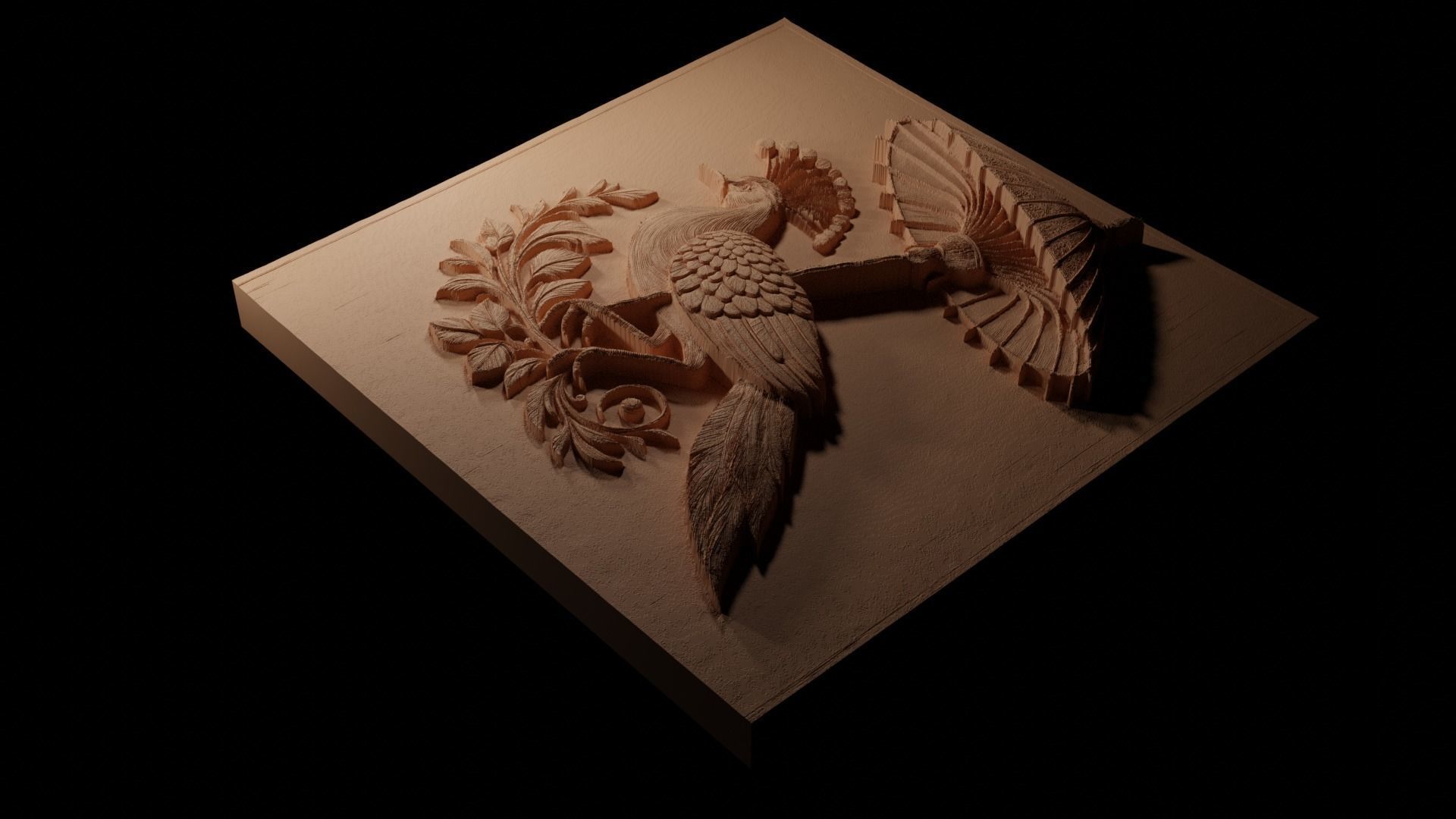 Umbrella Bird CNC 3d Print High Relief Sand Casting 3D print model_1