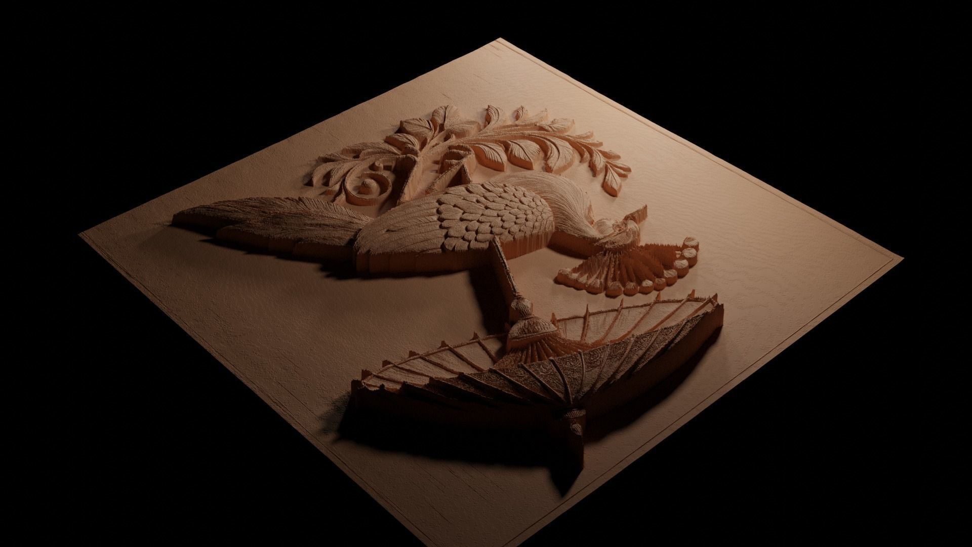 Umbrella Bird CNC 3d Print High Relief Sand Casting 3D print model_3