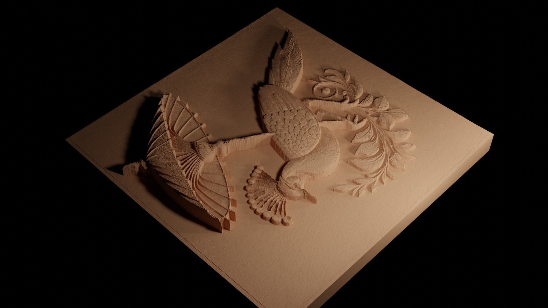 Umbrella Bird CNC 3d Print High Relief Sand Casting 3D print model_4