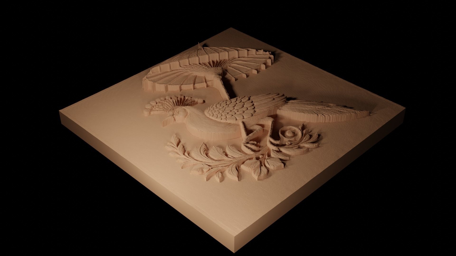 Umbrella Bird CNC 3d Print High Relief Sand Casting 3D print model_2