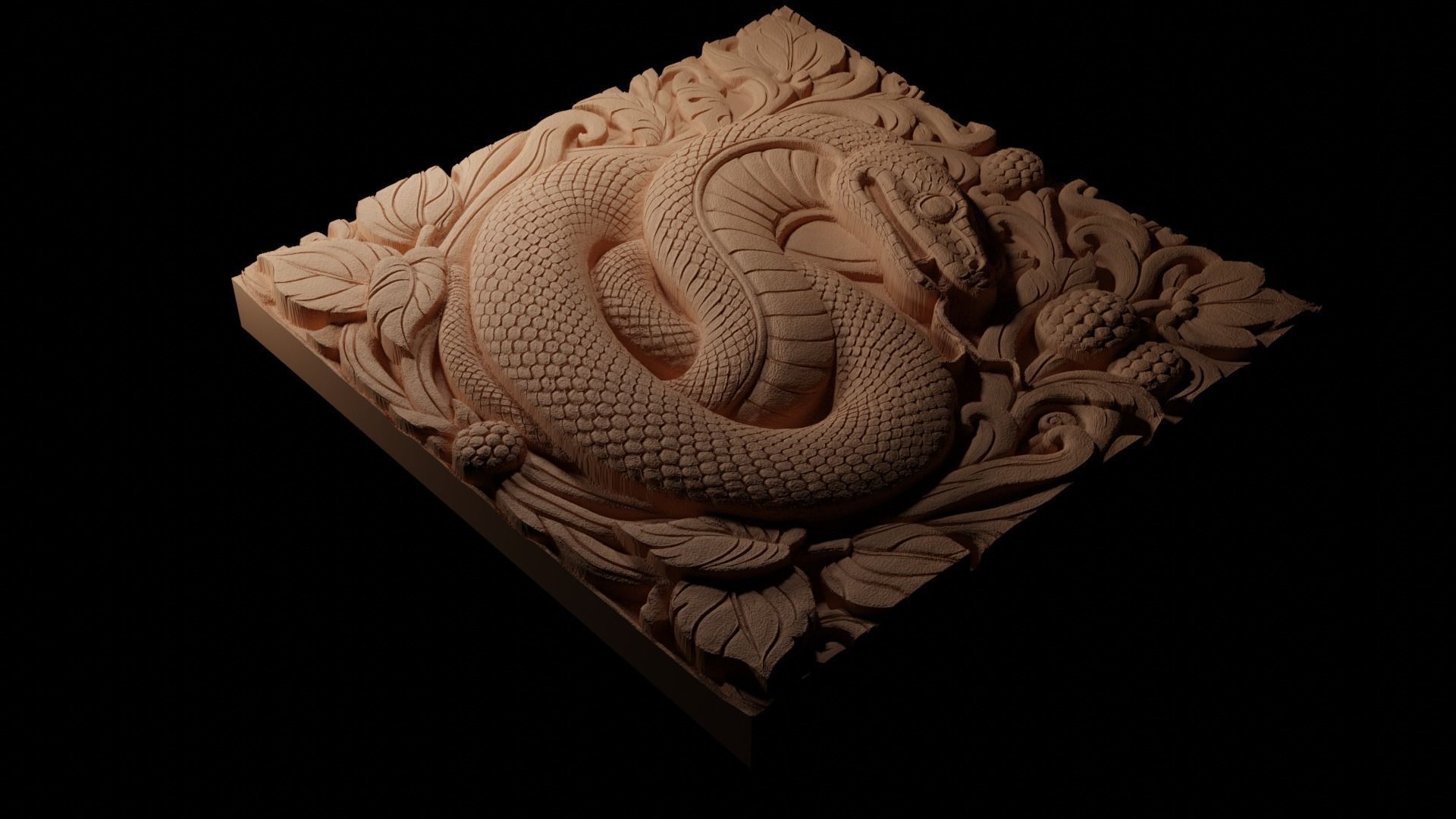 Tree Boa CNC 3d Print High Relief Sand Casting 3D print model_1