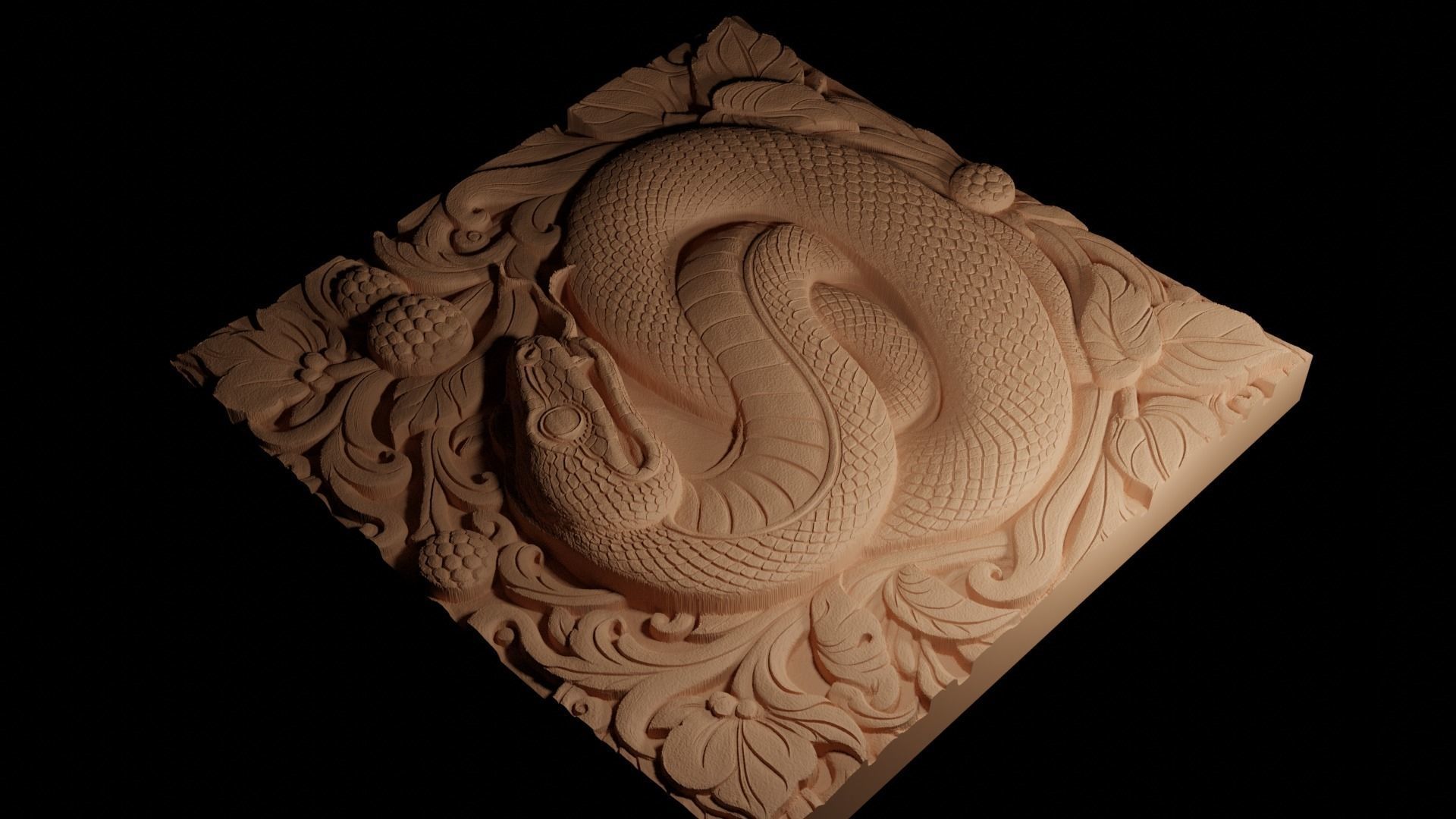 Tree Boa CNC 3d Print High Relief Sand Casting 3D print model_4