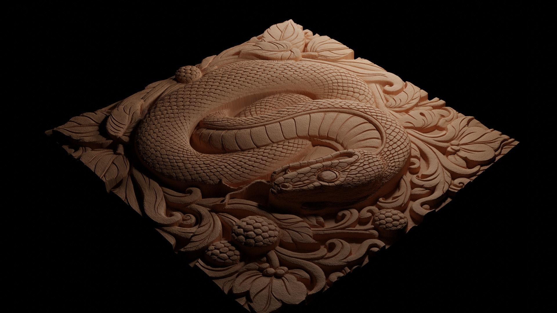 Tree Boa CNC 3d Print High Relief Sand Casting 3D print model_3