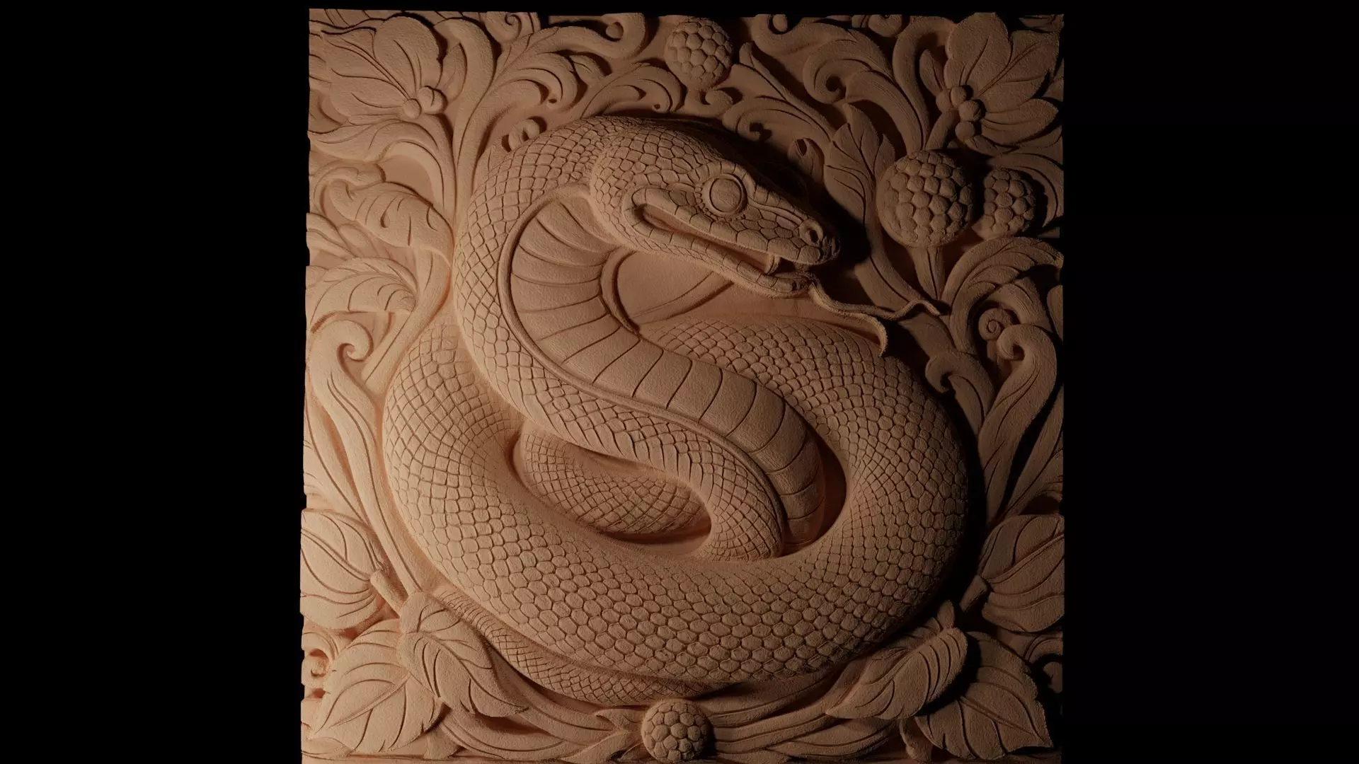 Tree Boa CNC 3d Print High Relief Sand Casting 3D print model_0