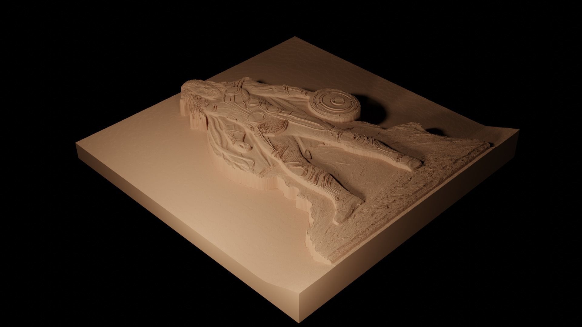 Thor Marvel Universe CNC 3d Print High Relief Sand Casting 3D print model_2