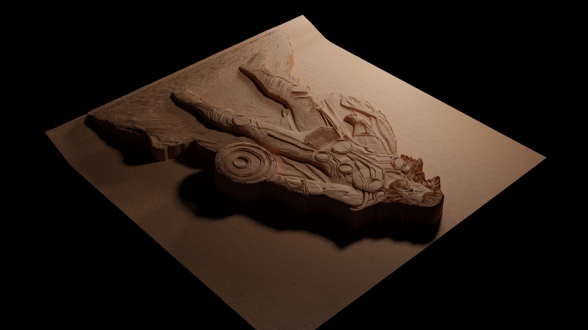 Thor Marvel Universe CNC 3d Print High Relief Sand Casting 3D print model_3