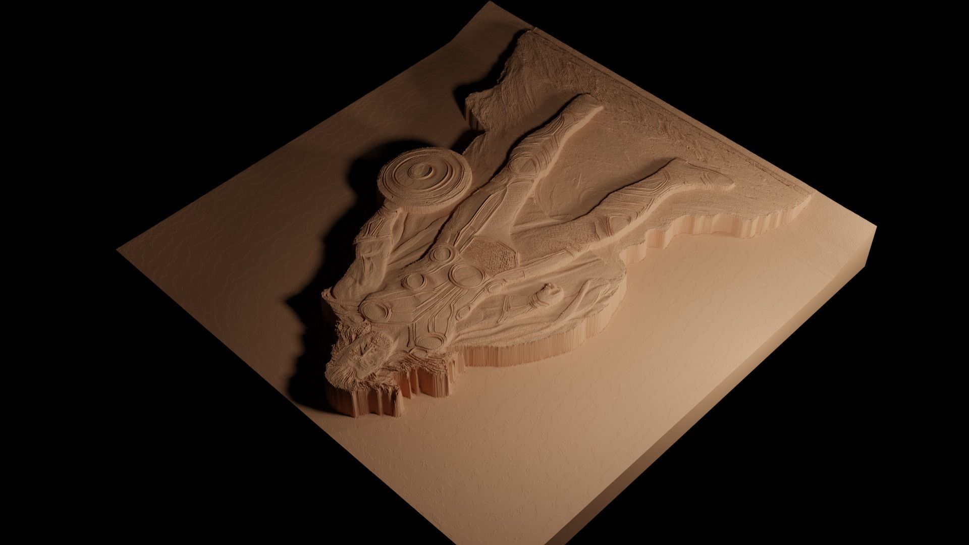 Thor Marvel Universe CNC 3d Print High Relief Sand Casting 3D print model_4