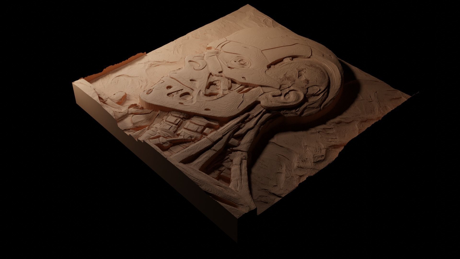 The Terminator  CNC 3d Print High Relief Sand Casting 3D print model_1