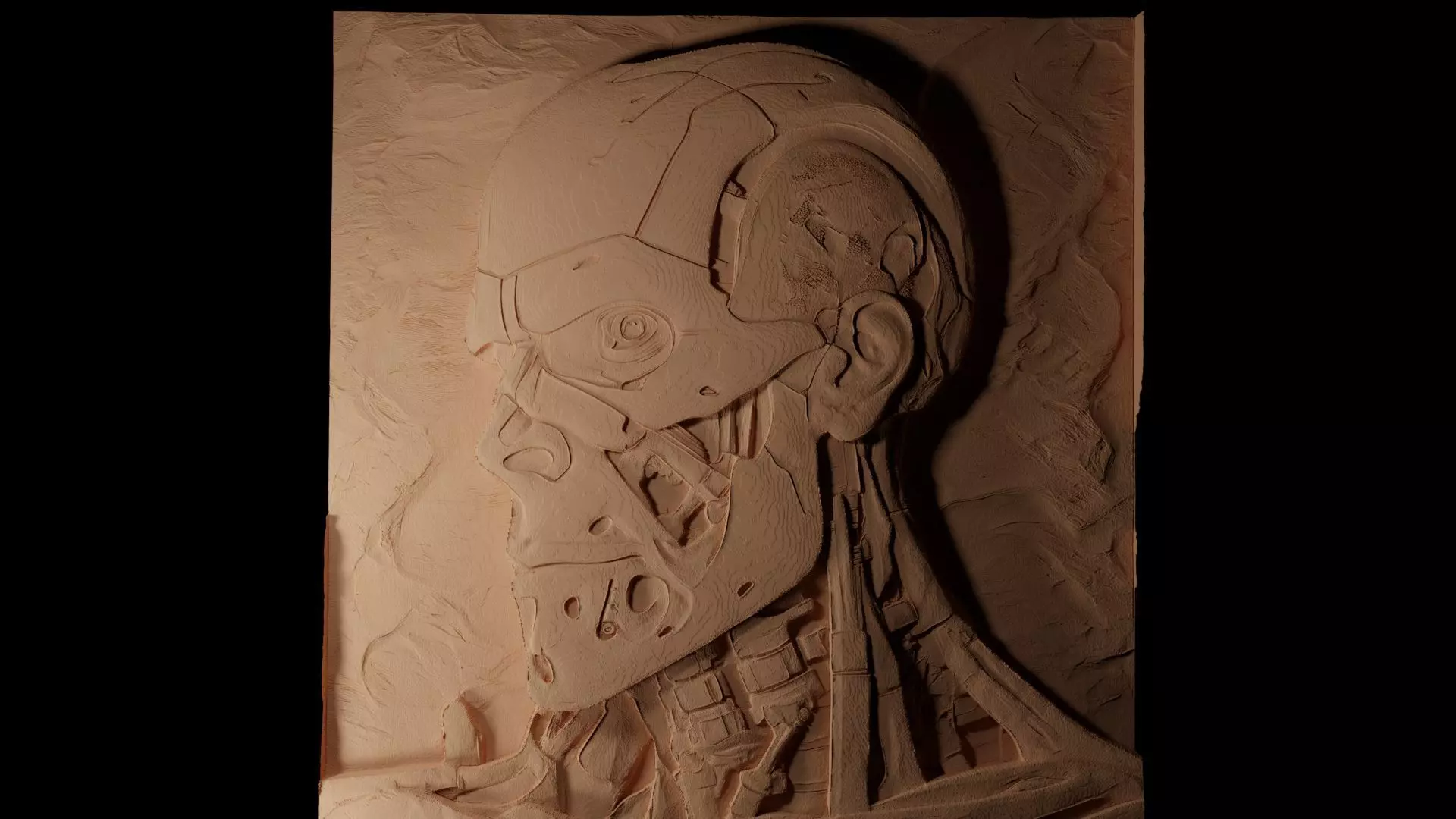 The Terminator  CNC 3d Print High Relief Sand Casting 3D print model_0