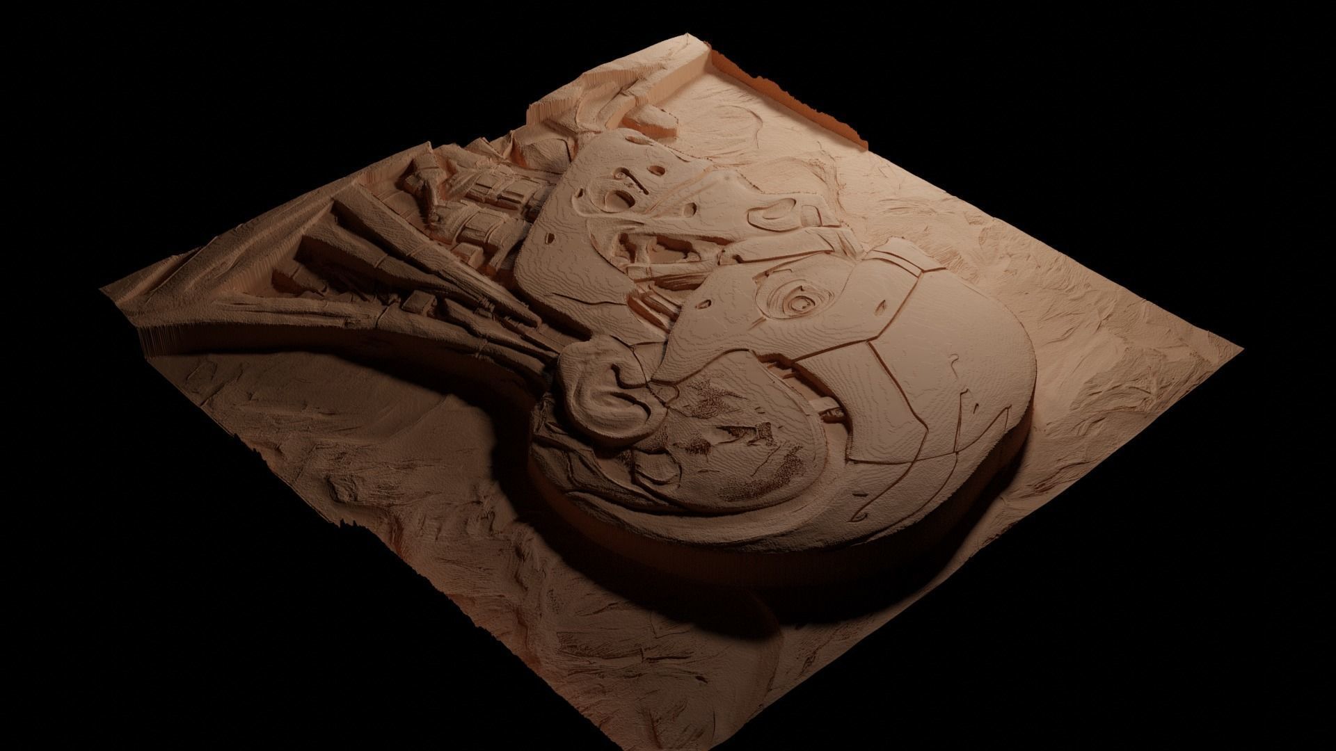 The Terminator  CNC 3d Print High Relief Sand Casting 3D print model_3