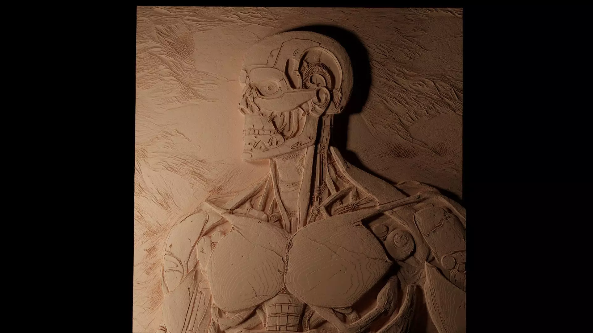 T-800 Terminator Series CNC 3d Print High Relief Sand Casting 3D print model_0