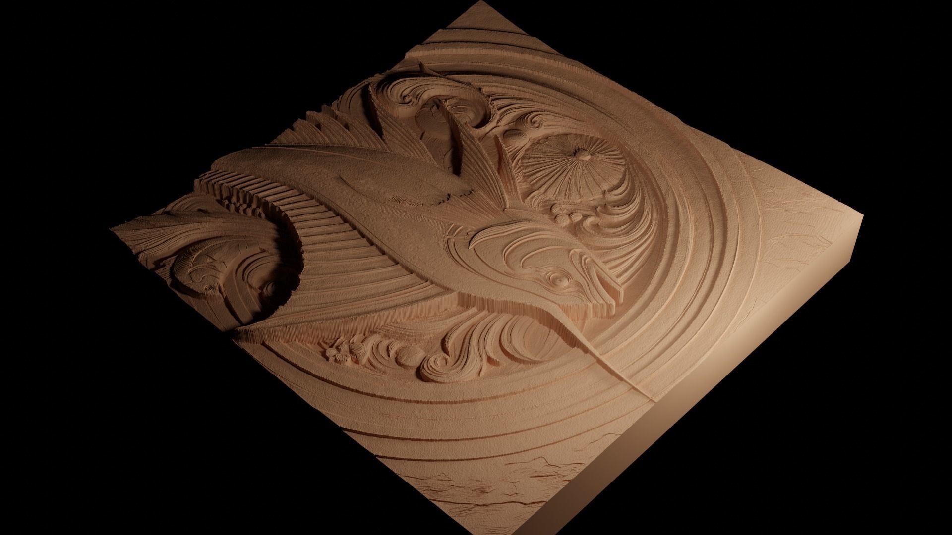 Swordfish CNC 3d Print High Relief Sand Casting 3D print model_4