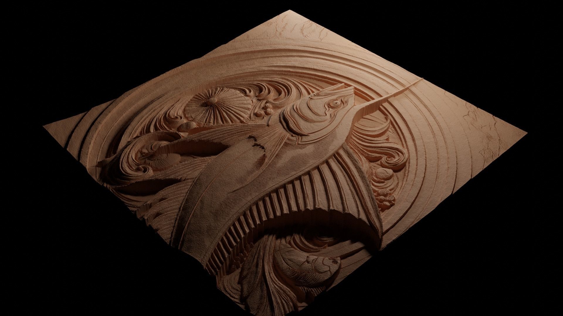 Swordfish CNC 3d Print High Relief Sand Casting 3D print model_3
