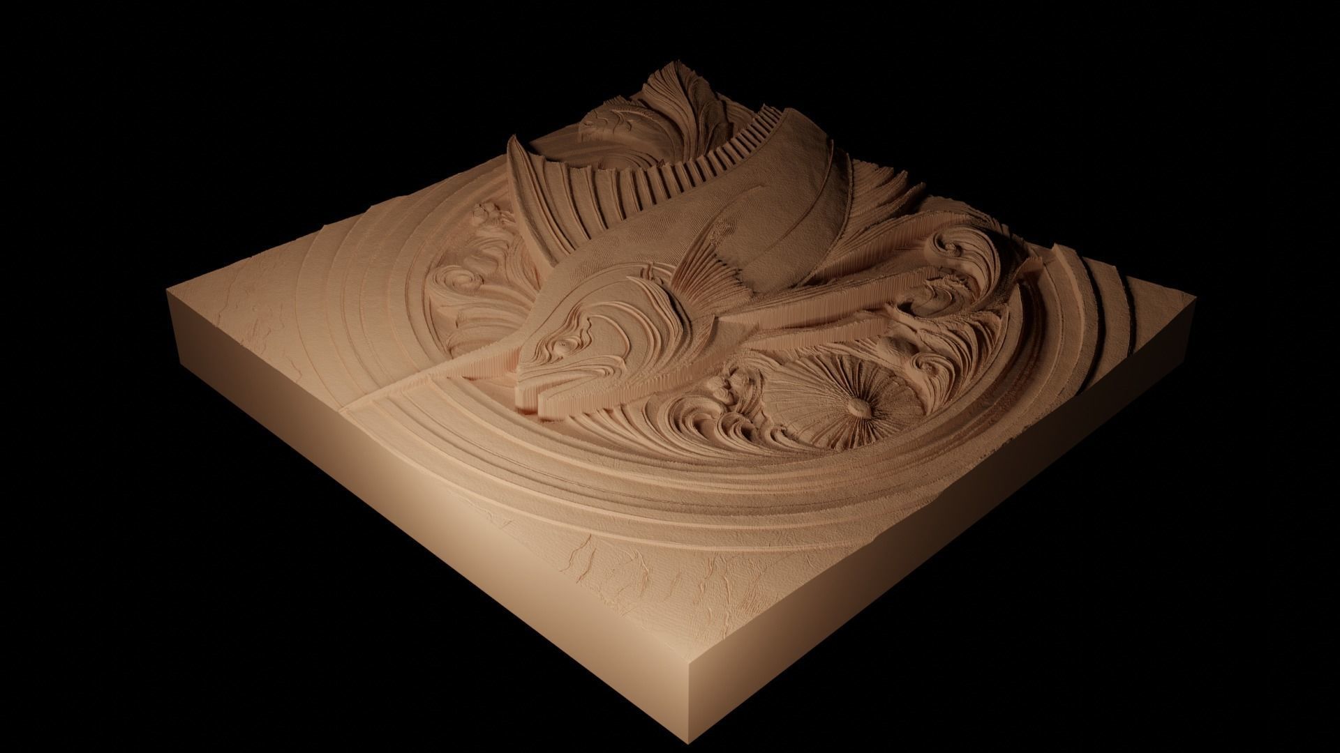 Swordfish CNC 3d Print High Relief Sand Casting 3D print model_2