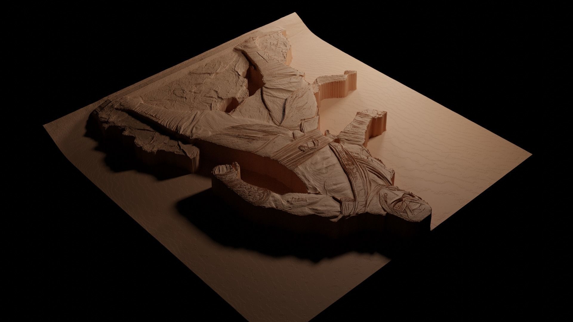 Sub-Zero Mortal Kombat CNC 3d Print High Relief Sand Casting 3D print model_3