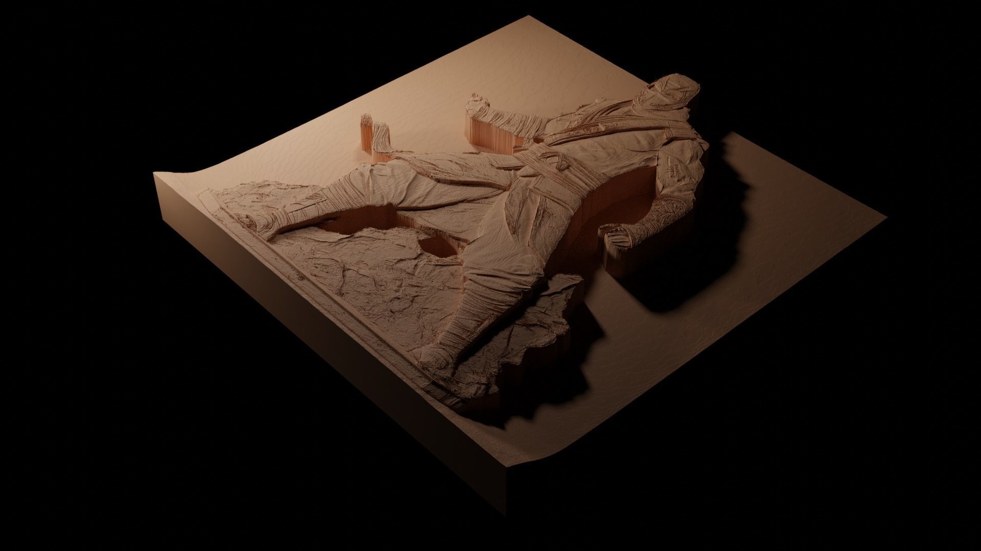 Sub-Zero Mortal Kombat CNC 3d Print High Relief Sand Casting 3D print model_1