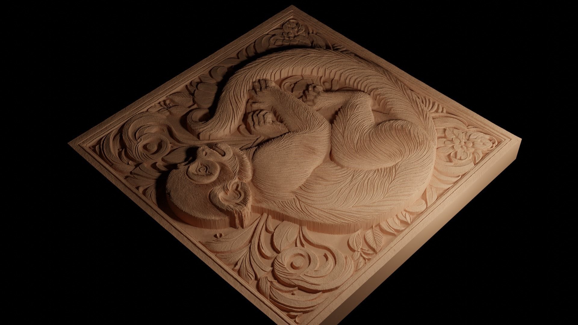 Squirrel Monkey CNC 3d Print High Relief Sand Casting 3D print model_4