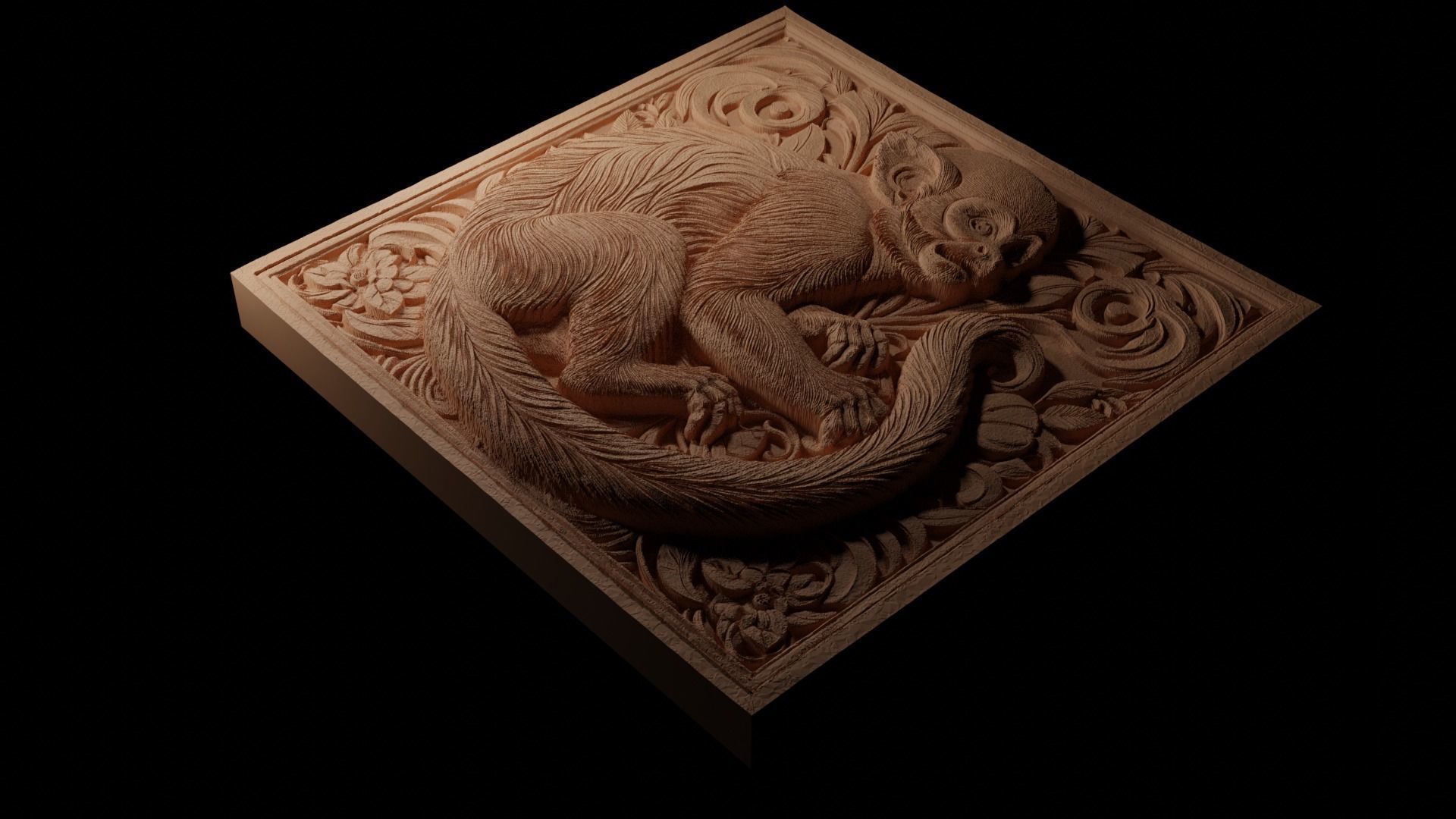 Squirrel Monkey CNC 3d Print High Relief Sand Casting 3D print model_1