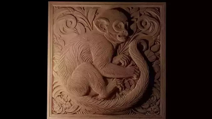 Squirrel Monkey CNC 3d Print High Relief Sand Casting 3D print model