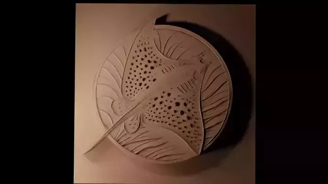 Spotted Eagle Ray CNC 3d Print High Relief Sand Casting 3D print model