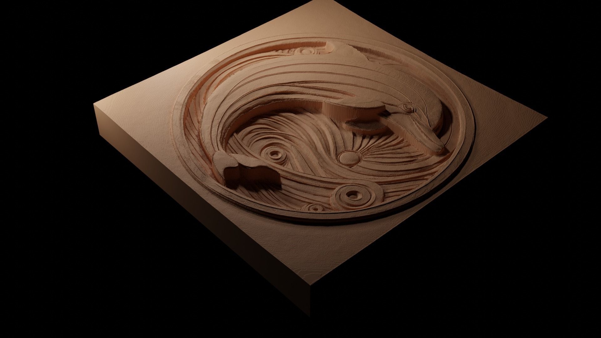 Spinner Dolphin CNC 3d Print High Relief Sand Casting 3D print model_1