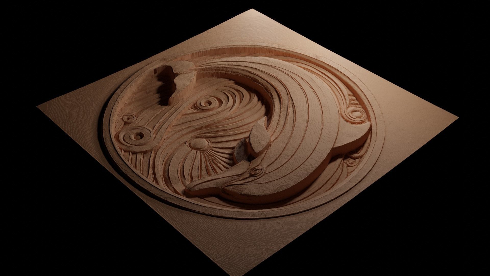 Spinner Dolphin CNC 3d Print High Relief Sand Casting 3D print model_3