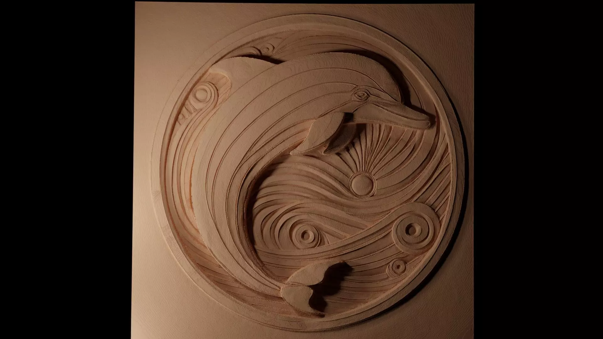 Spinner Dolphin CNC 3d Print High Relief Sand Casting 3D print model_0