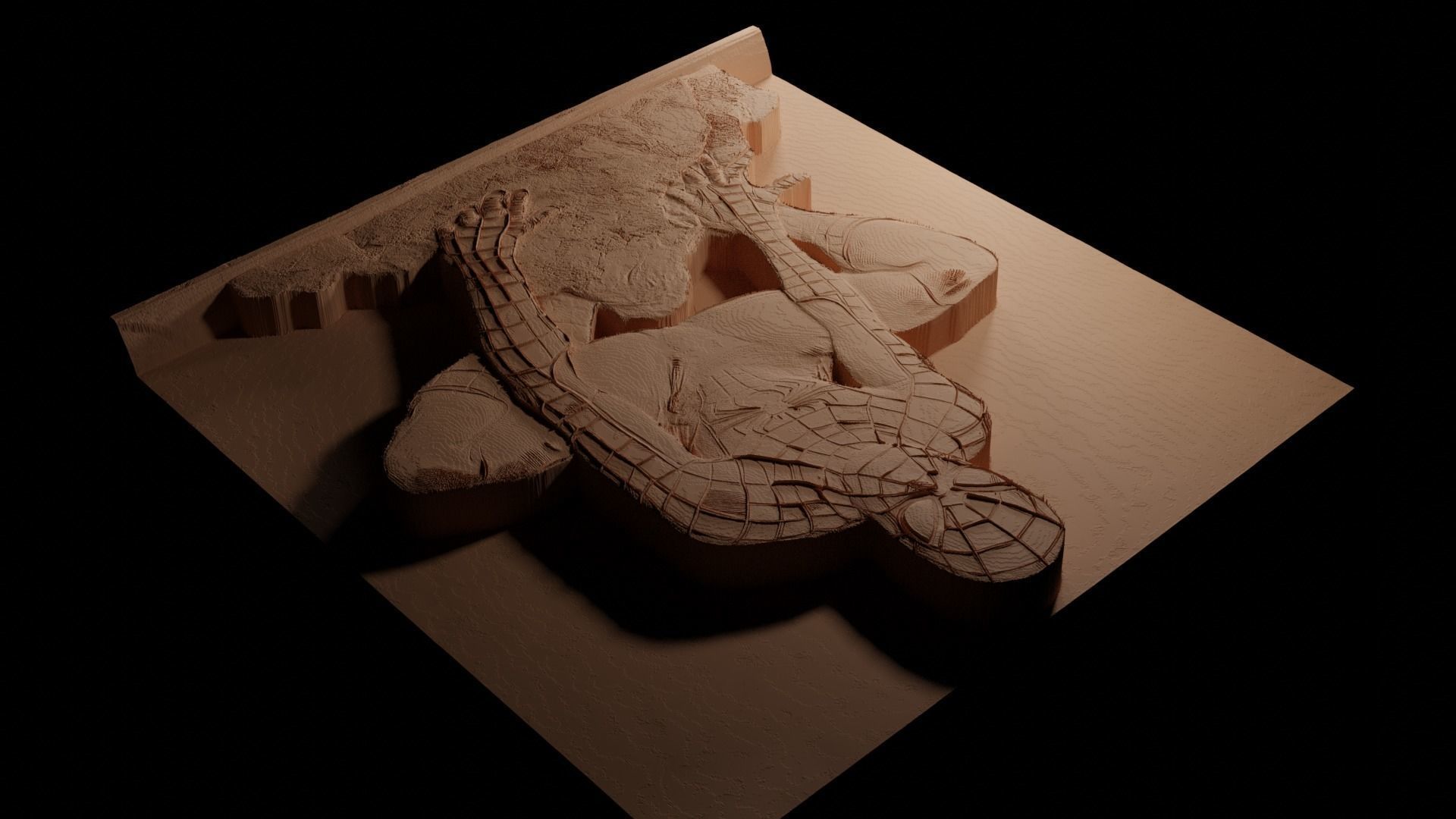 Spider-Man CNC 3d Print High Relief Sand Casting 3D print model_3