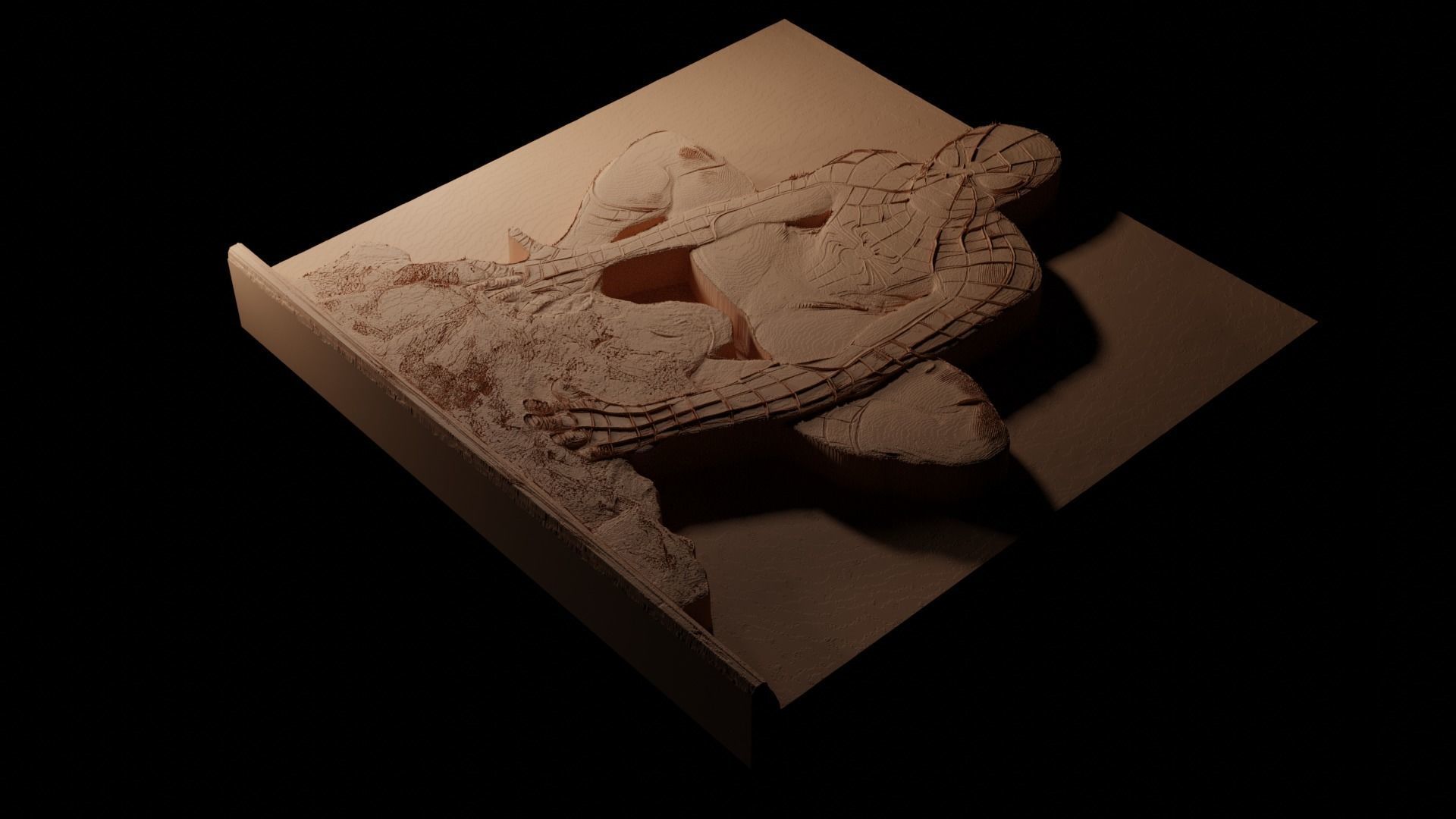 Spider-Man CNC 3d Print High Relief Sand Casting 3D print model_1