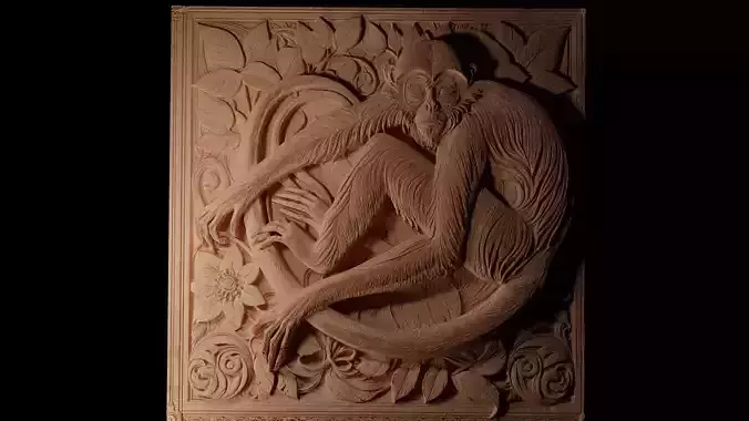 Spider Monkey CNC 3d Print High Relief Sand Casting 3D print model