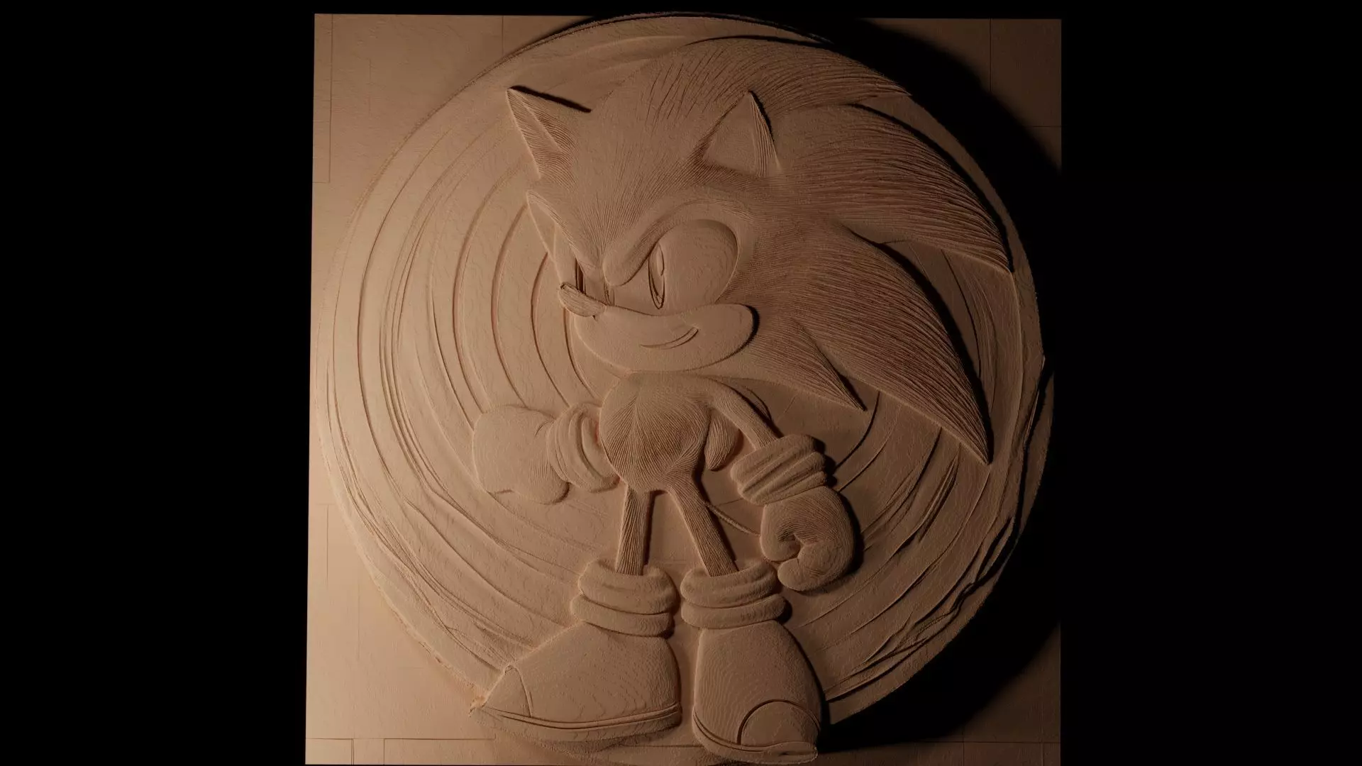 Sonic the Hedgehog CNC 3d Print High Relief Sand Casting 3D print model_0