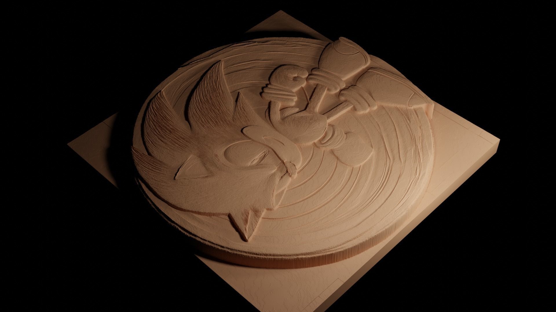 Sonic the Hedgehog CNC 3d Print High Relief Sand Casting 3D print model_4