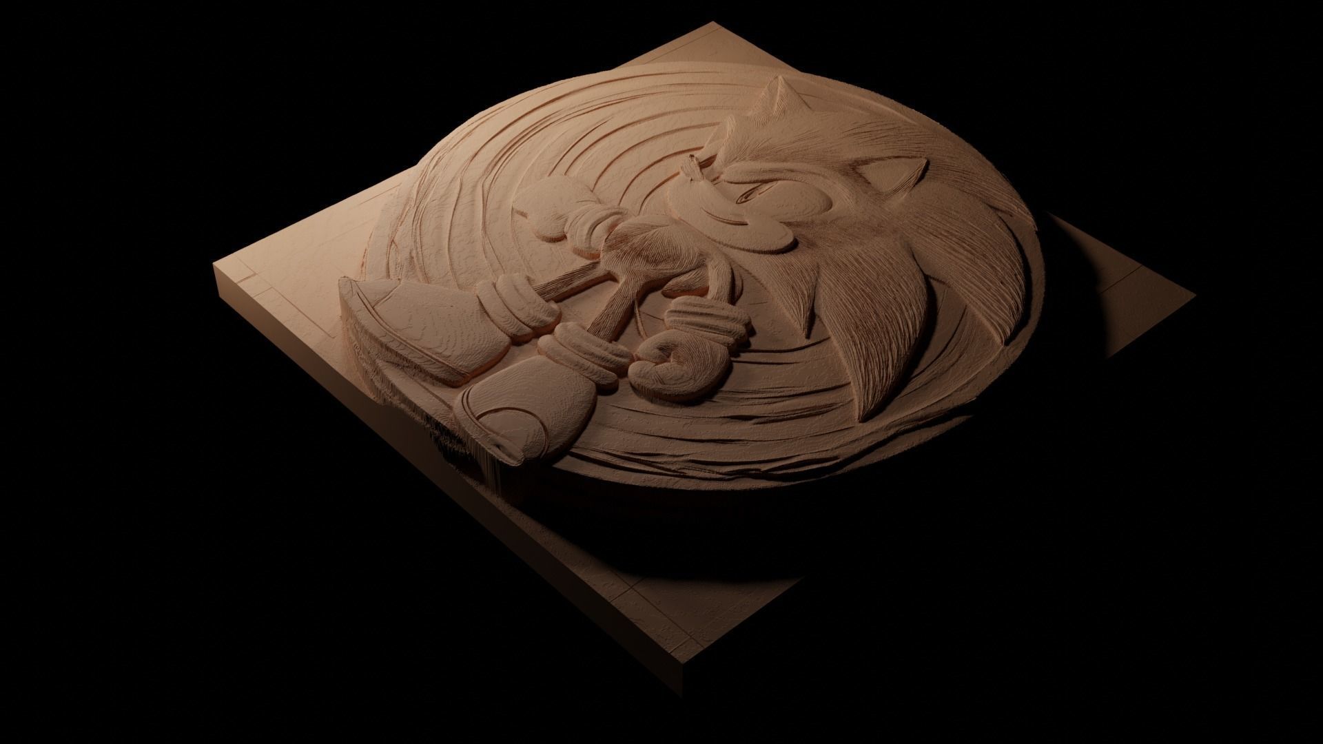 Sonic the Hedgehog CNC 3d Print High Relief Sand Casting 3D print model_1