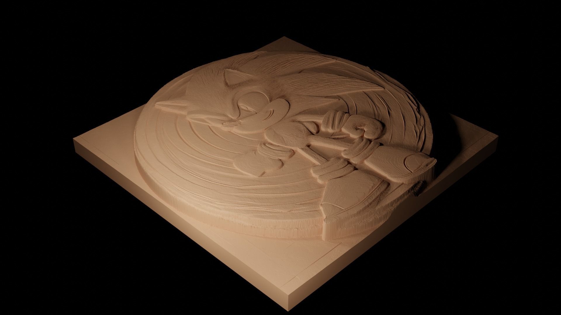 Sonic the Hedgehog CNC 3d Print High Relief Sand Casting 3D print model_2