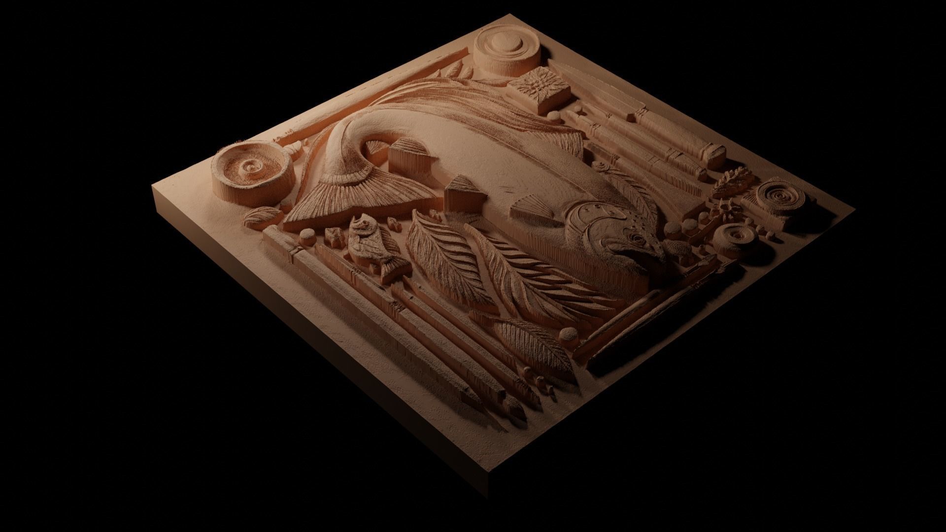 Sockeye Salmon CNC 3d Print High Relief Sand Casting 3D print model_1