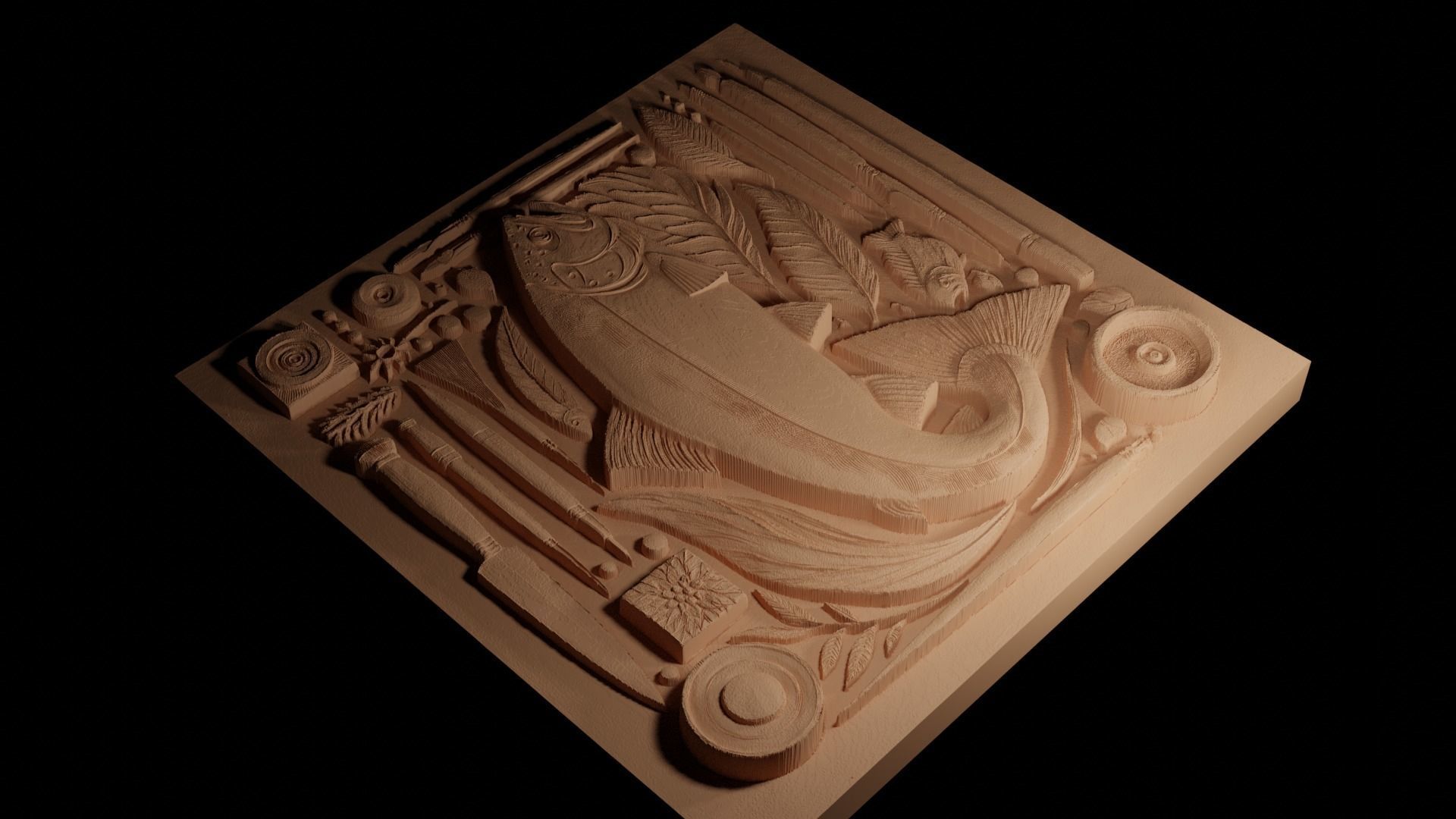 Sockeye Salmon CNC 3d Print High Relief Sand Casting 3D print model_4