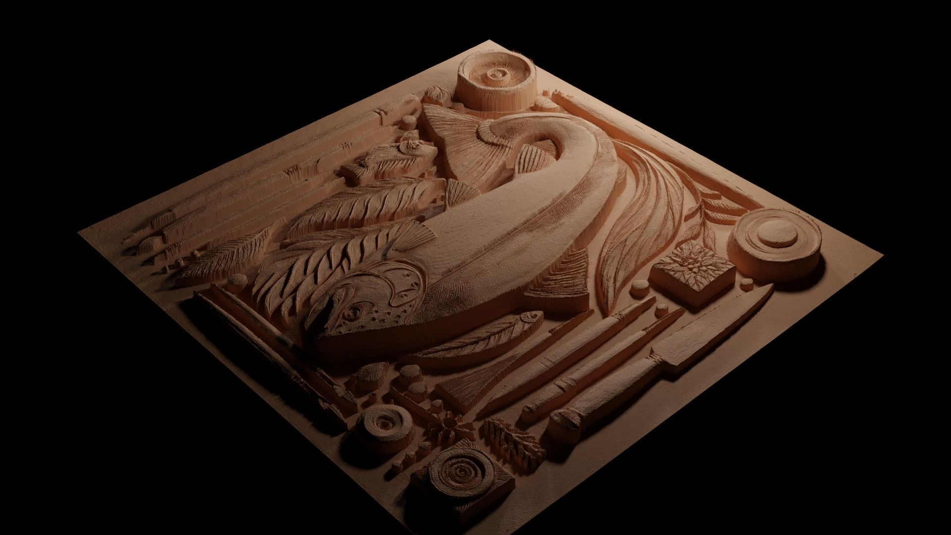 Sockeye Salmon CNC 3d Print High Relief Sand Casting 3D print model_3