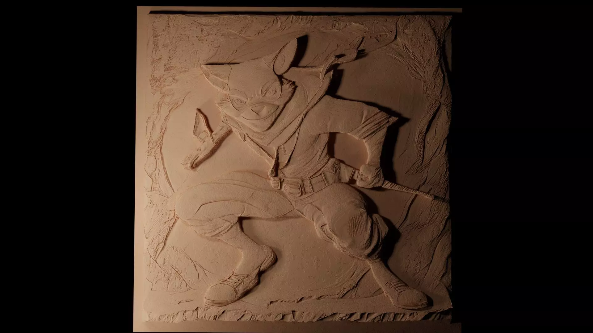 Sly Cooper CNC 3d Print High Relief Sand Casting 3D print model_0