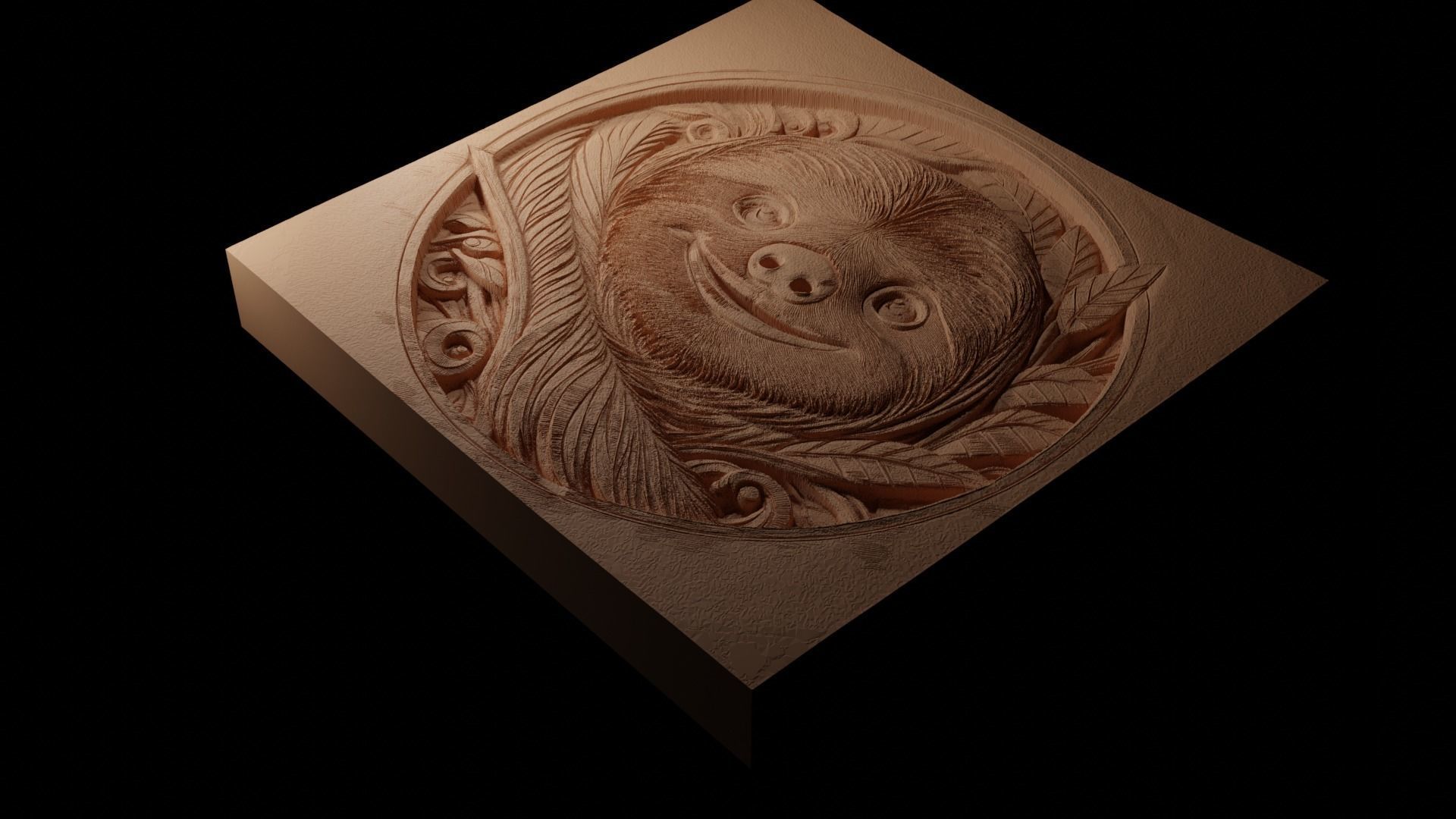 Sloth CNC 3d Print High Relief Sand Casting 3D print model_1