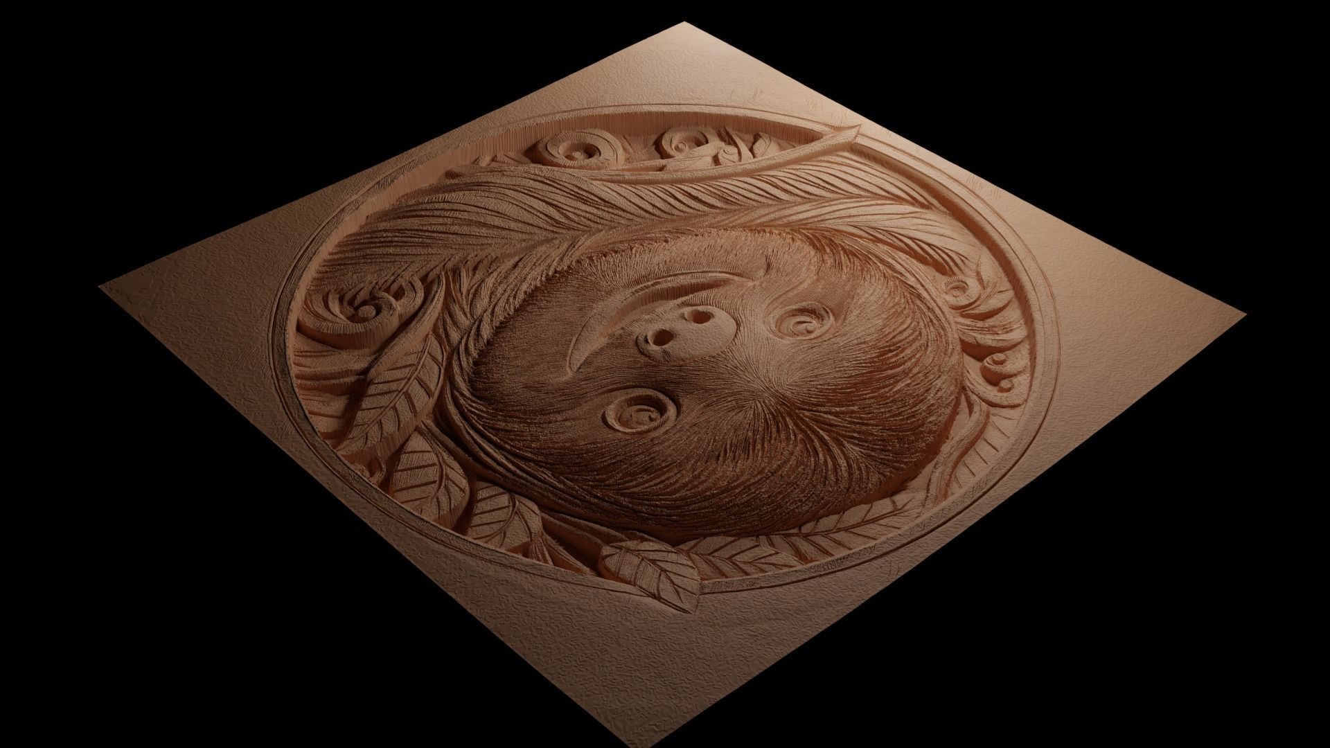 Sloth CNC 3d Print High Relief Sand Casting 3D print model_3