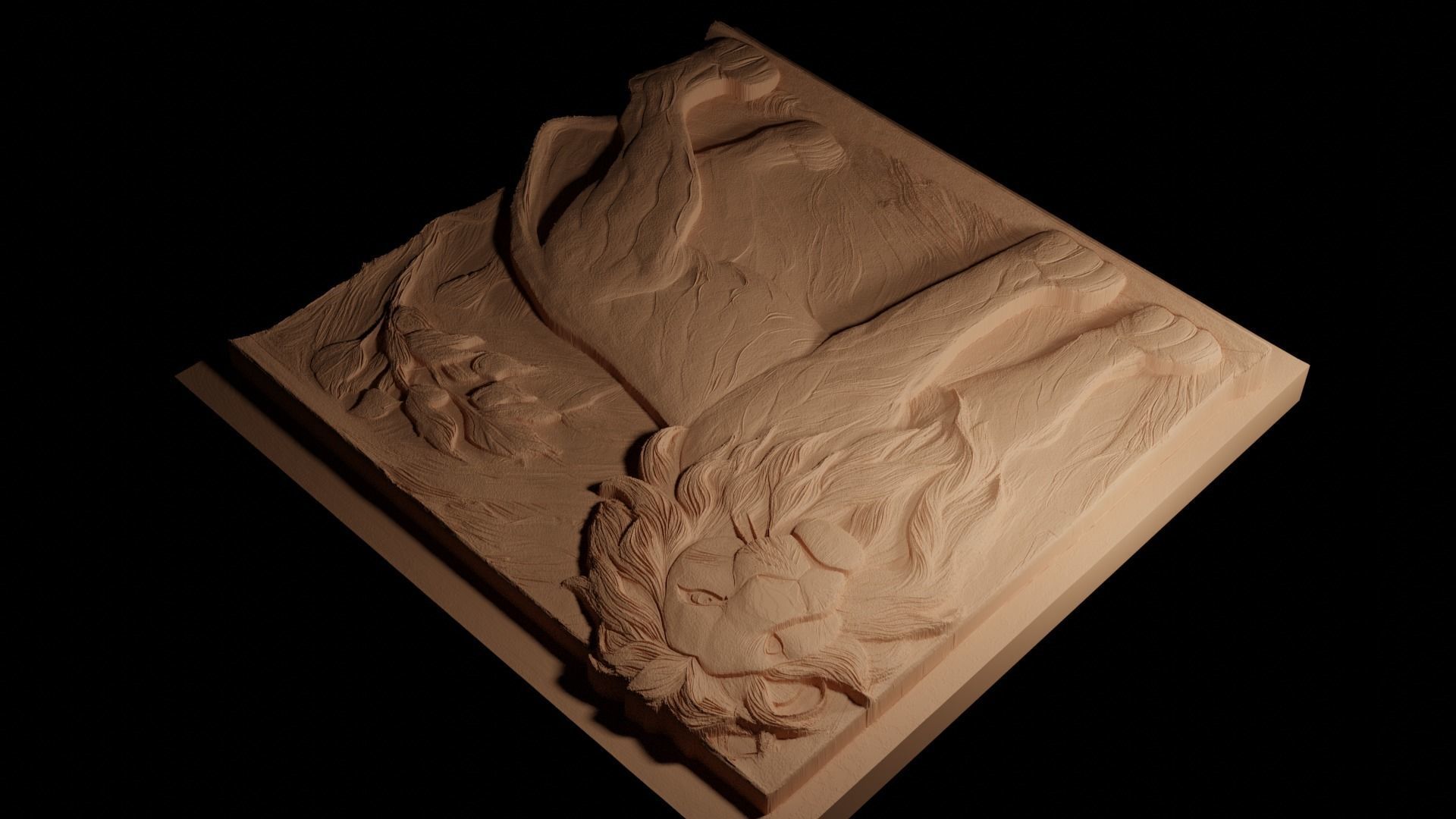 Simba The Lion King CNC 3d Print High Relief Sand Casting 3D print model_4