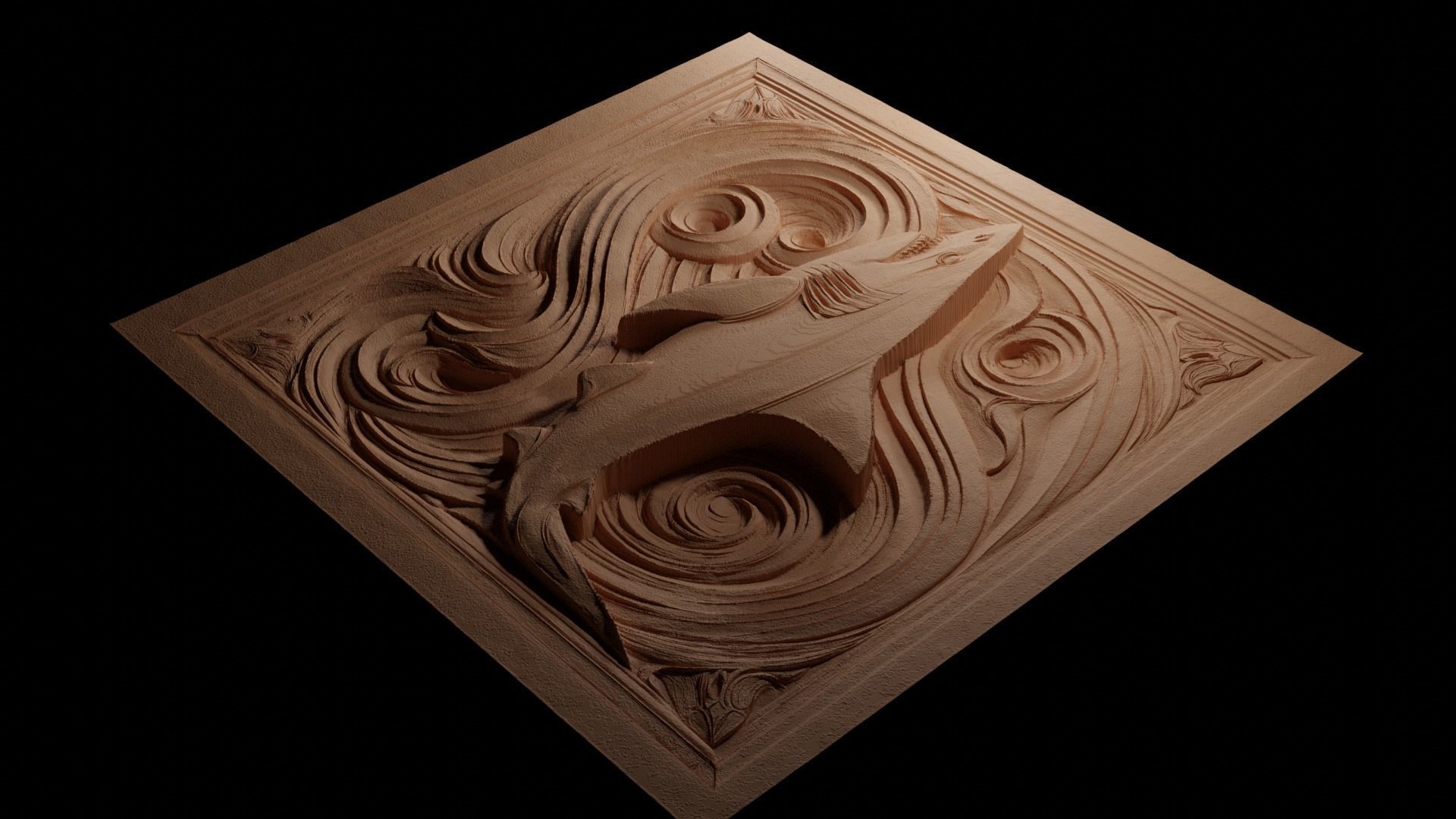 Silky Shark CNC 3d Print High Relief Sand Casting 3D print model_3