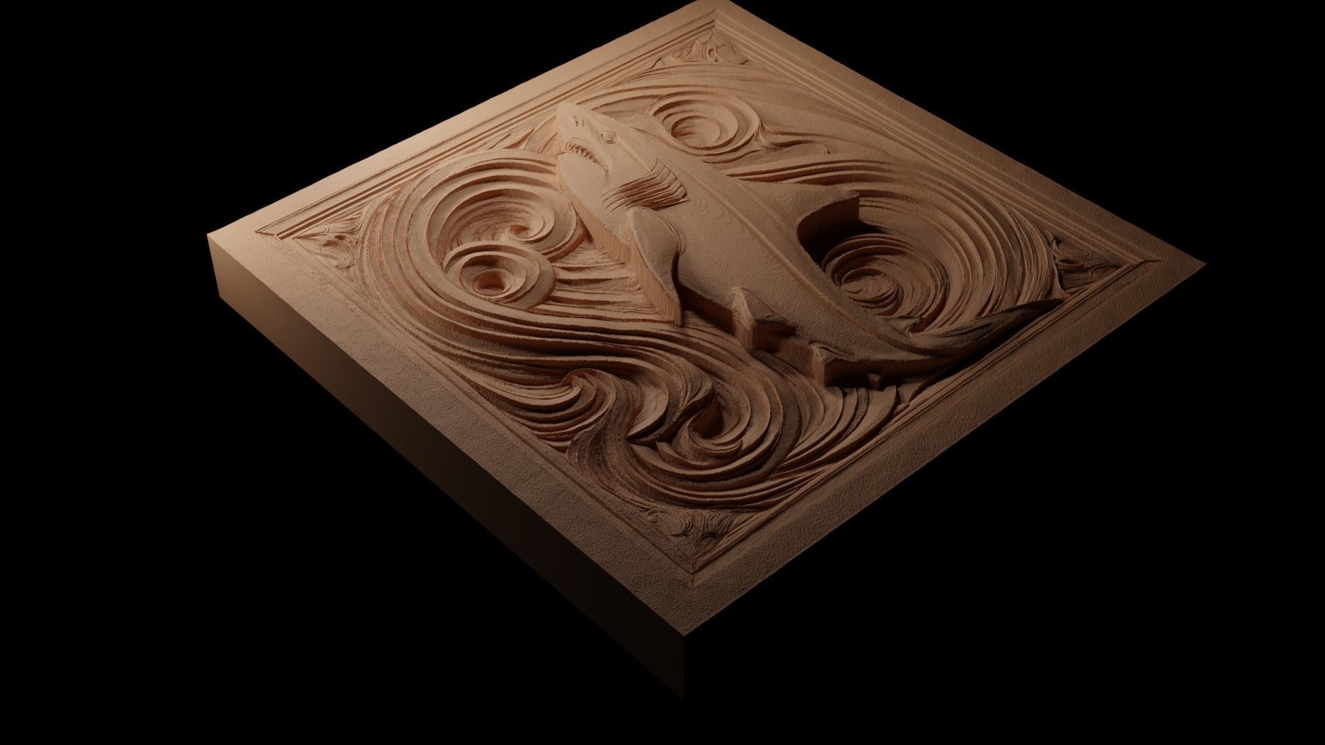 Silky Shark CNC 3d Print High Relief Sand Casting 3D print model_1