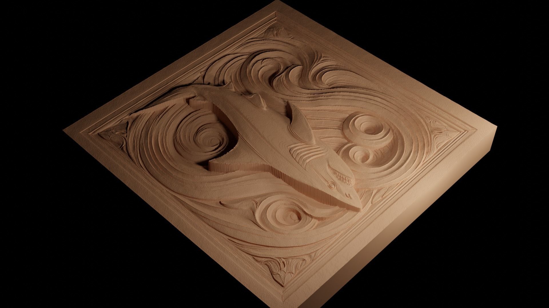 Silky Shark CNC 3d Print High Relief Sand Casting 3D print model_4