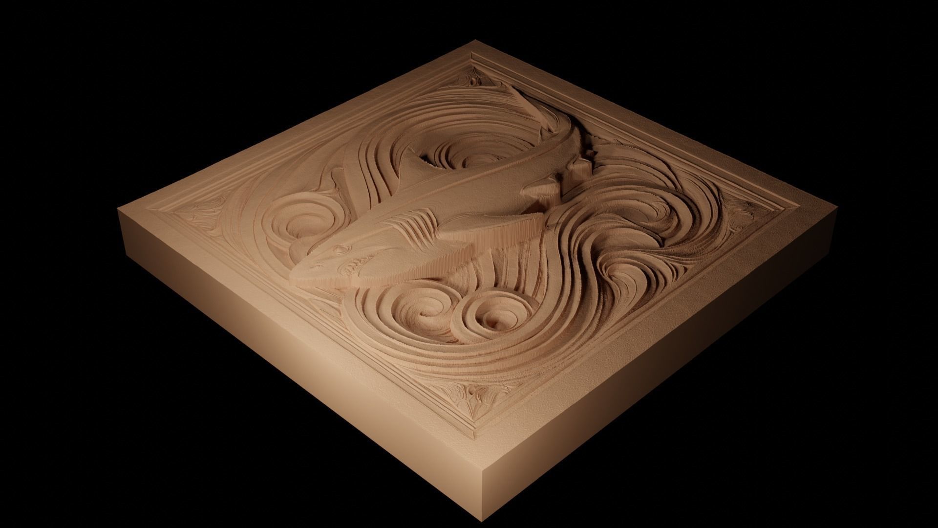 Silky Shark CNC 3d Print High Relief Sand Casting 3D print model_2